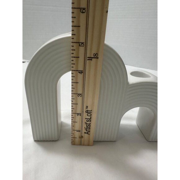 White Ceramic Double Arch Taper Candle Holder Set of 3 - Picture 11 of 11